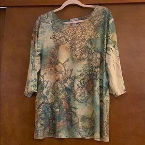 Bead embellished print top